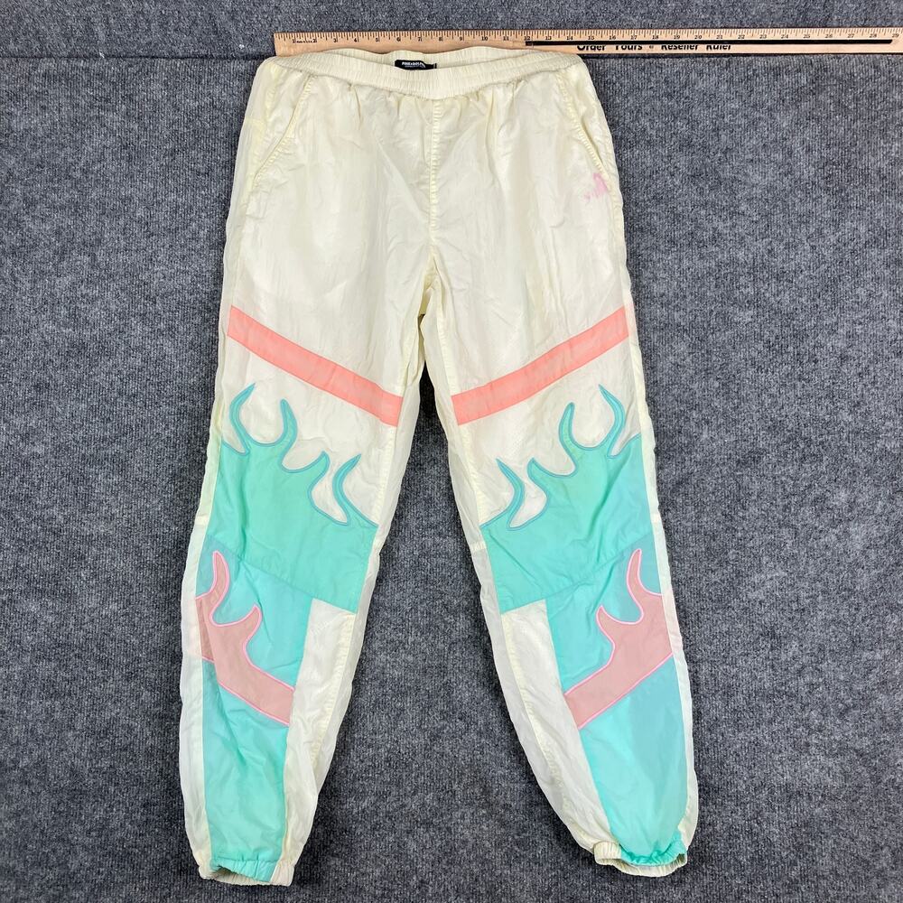 Pink Dolphin Track‎ Pants Womens M Cream Pastel Flame Windbreaker Joggers